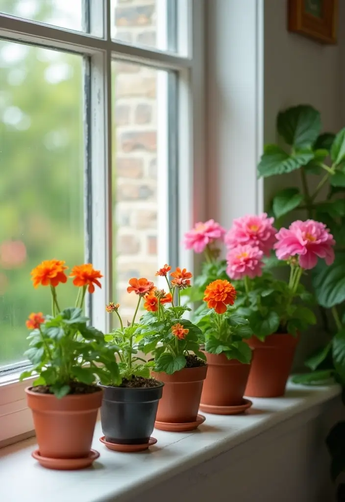 27 Flower Garden Ideas to Brighten Your Outdoor Space - 19. Colorful Window Sill Gardens