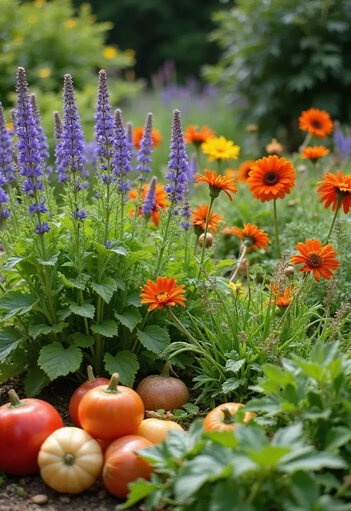 27 Flower Garden Ideas to Brighten Your Outdoor Space - 25. Flower & Vegetable Companion Gardens