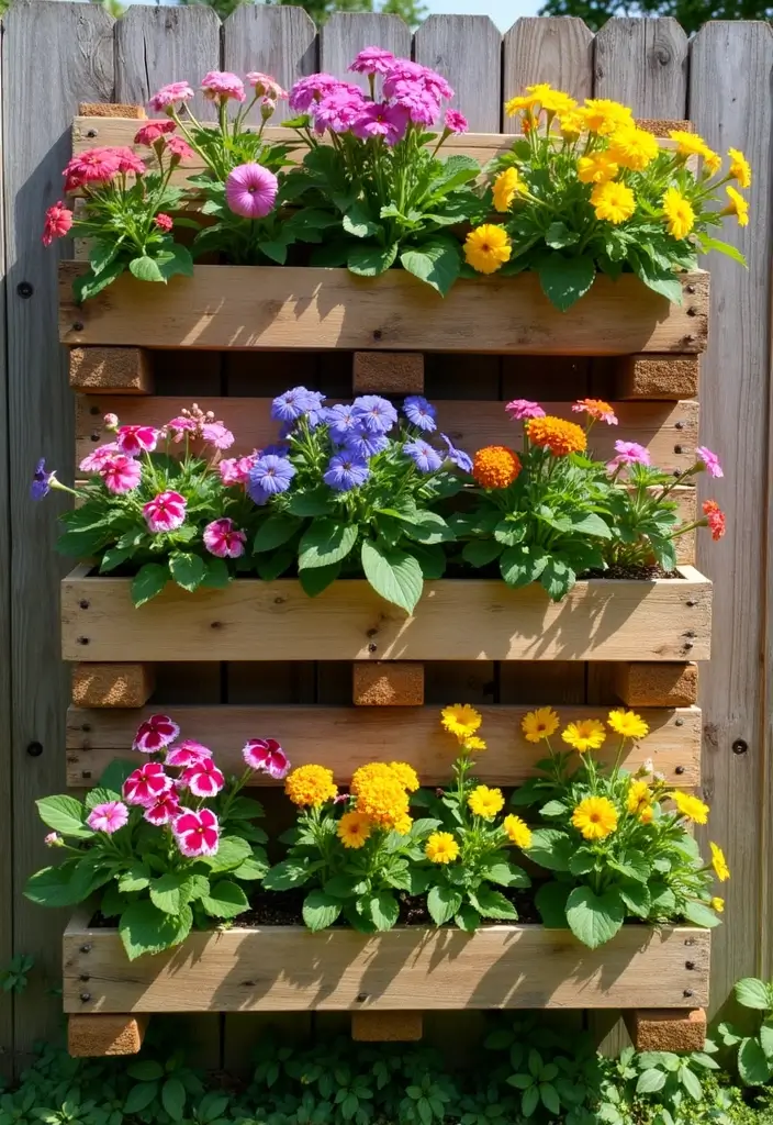 27 Flower Garden Ideas to Brighten Your Outdoor Space - 4. Vertical Pallet Garden