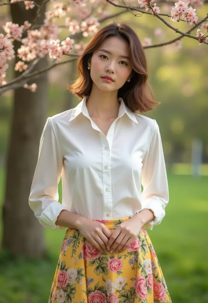 27 Garden Party Outfit Ideas for Every Style and Season - 11. Classic White Shirt with Skirt