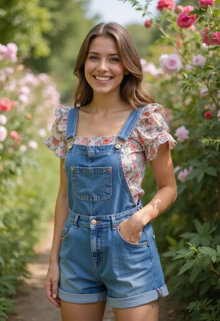 27 Garden Party Outfit Ideas for Every Style and Season - 18. Casual Overalls with a Playful Top