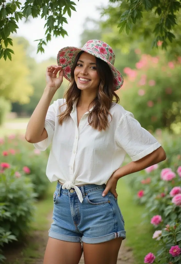 27 Garden Party Outfit Ideas for Every Style and Season - 21. Stylish Bucket Hat and Casual Outfit