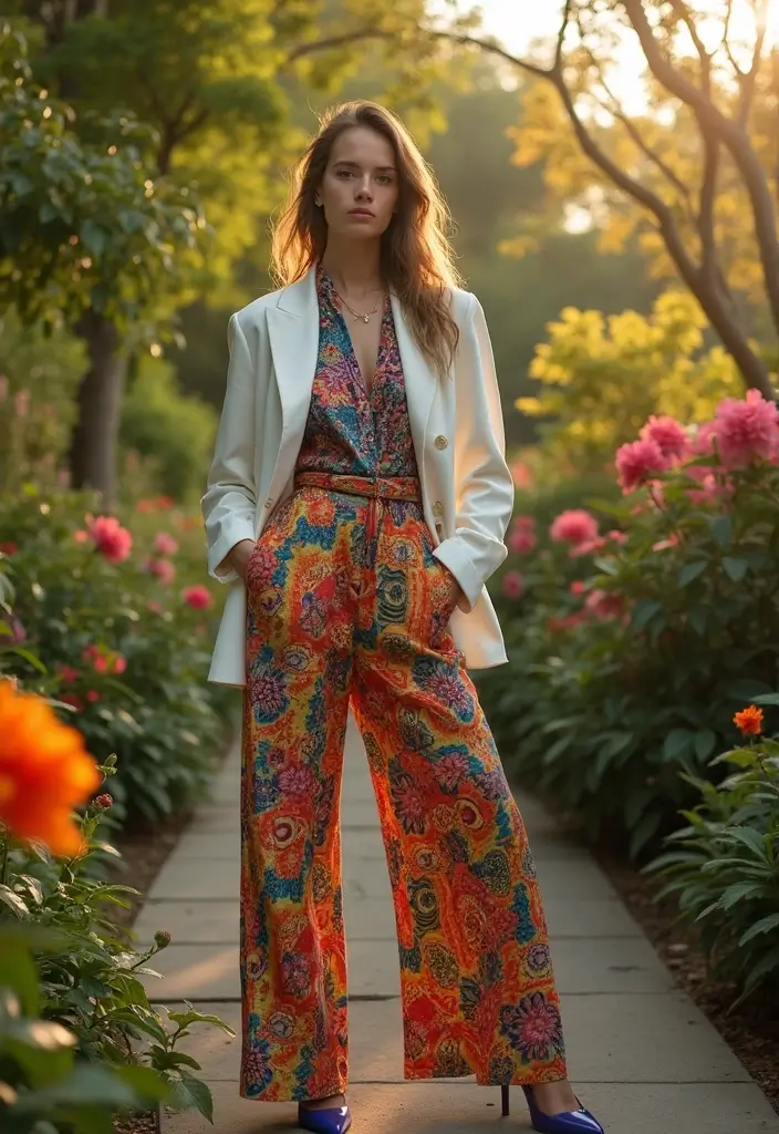 27 Garden Party Outfit Ideas for Every Style and Season - 6. Creative Use of Prints – Mixing Patterns