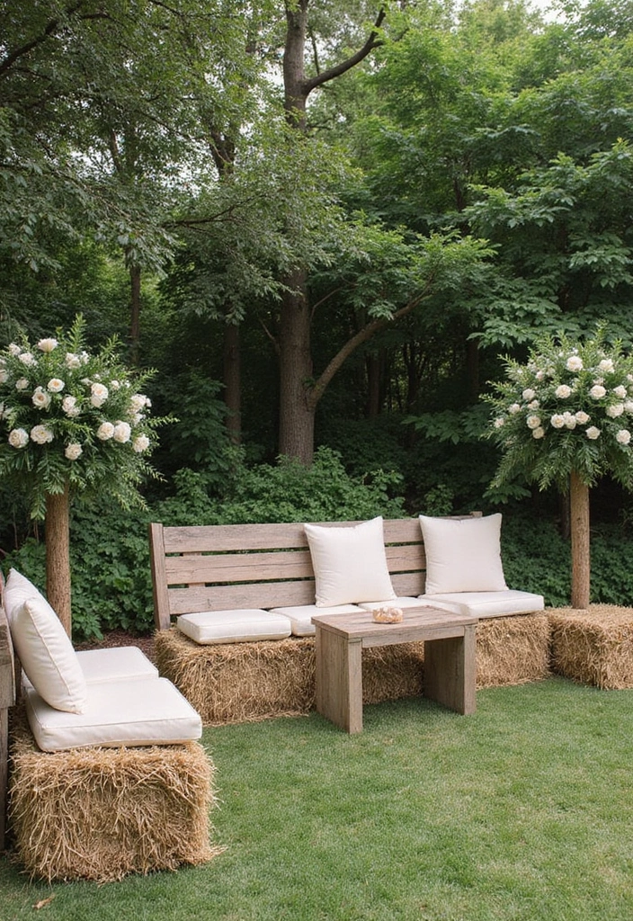 27 Garden Party Wedding Inspirations for a Memorable Day - 10. Sustainable Ceremony Seating