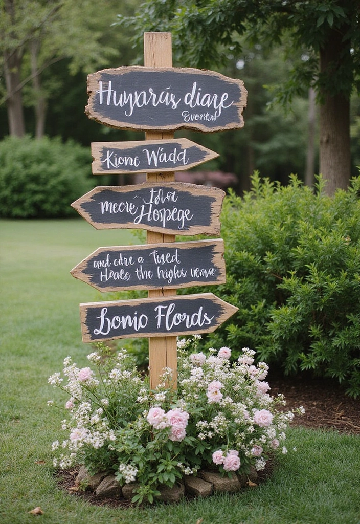 27 Garden Party Wedding Inspirations for a Memorable Day - 14. Whimsical Signage
