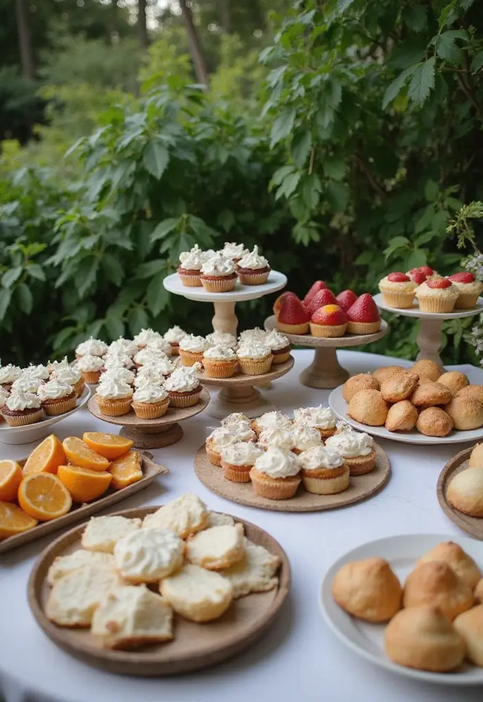 27 Garden Party Wedding Inspirations for a Memorable Day - 23. Charming Dessert Stations