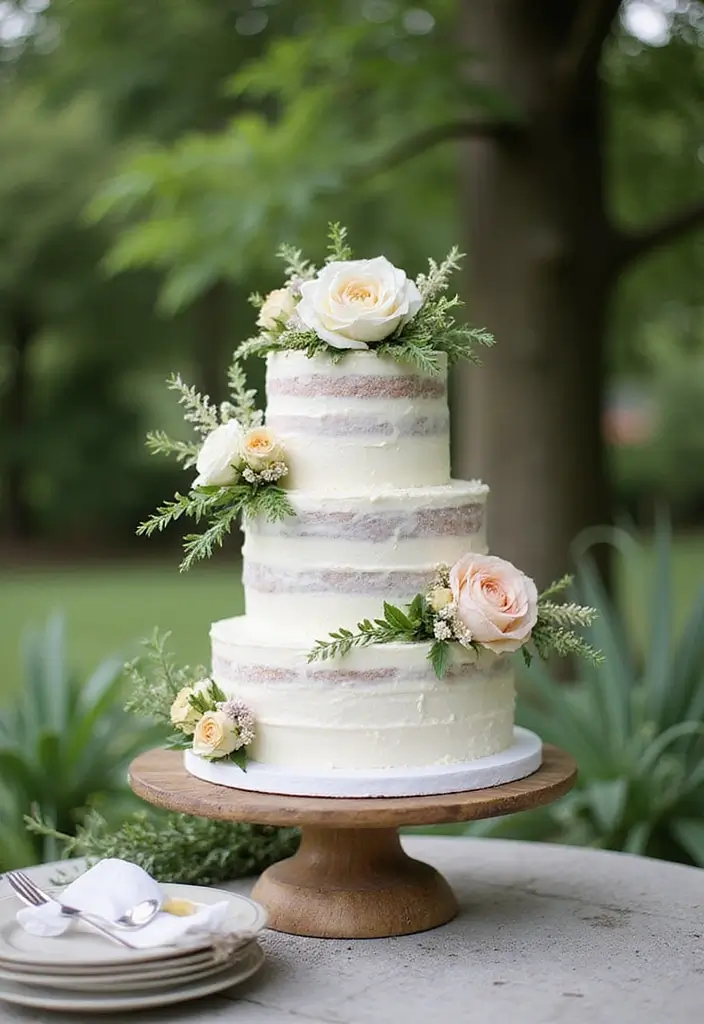 27 Garden Party Wedding Inspirations for a Memorable Day - 7. Nature-Inspired Cake Designs