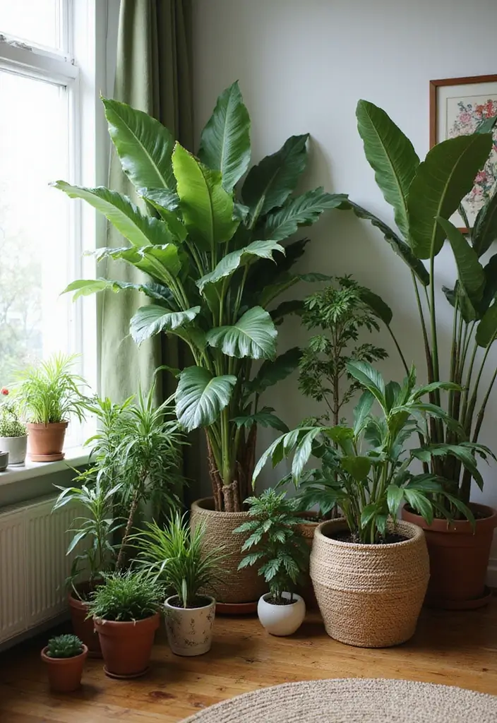 27 Indoor Garden Ideas to Bring Nature Inside - 10. Living Room Plant Corner