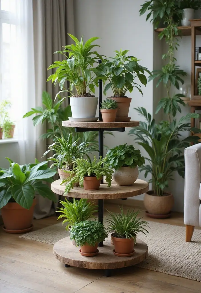 27 Indoor Garden Ideas to Bring Nature Inside - 6. Multi-Tiered Plant Stand