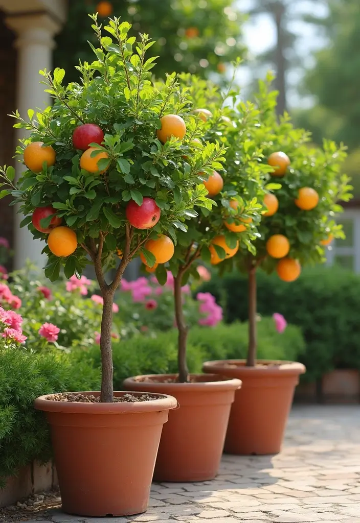 27 Patio Garden Ideas to Create Your Perfect Outdoor Retreat - 21. Miniature Fruit Orchard