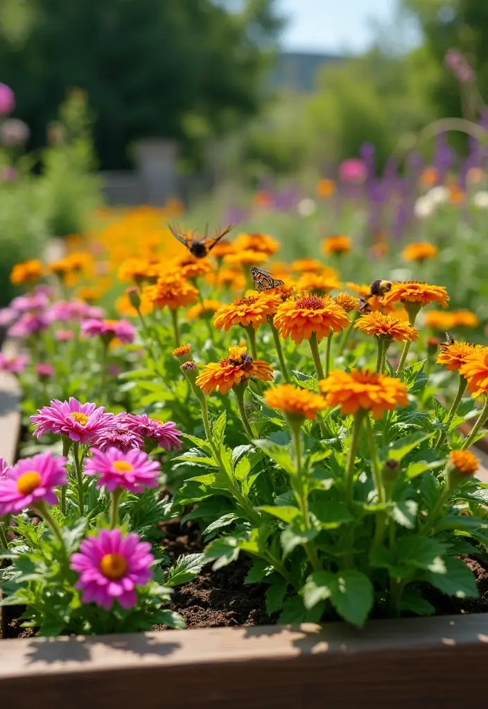 27 Raised Garden Beds Layouts for Modern Backyards - 13. The Pollinator-Friendly Bed