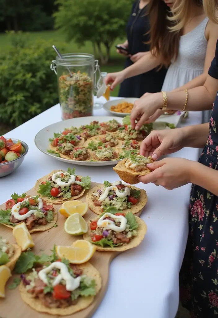 27 Stunning Garden Party Decorations to Elevate Your Event - 20. Interactive Food Stations