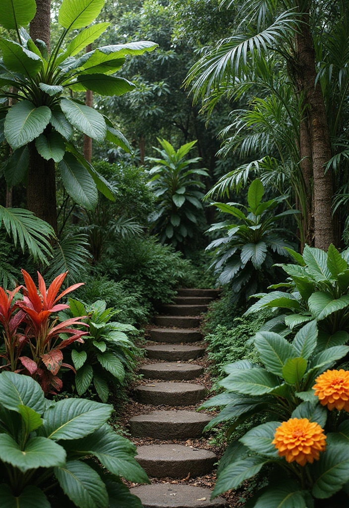 27 Vibrant Tropical Garden Design Ideas to Brighten Your Yard - 1. Lush Tropical Plant Compositions