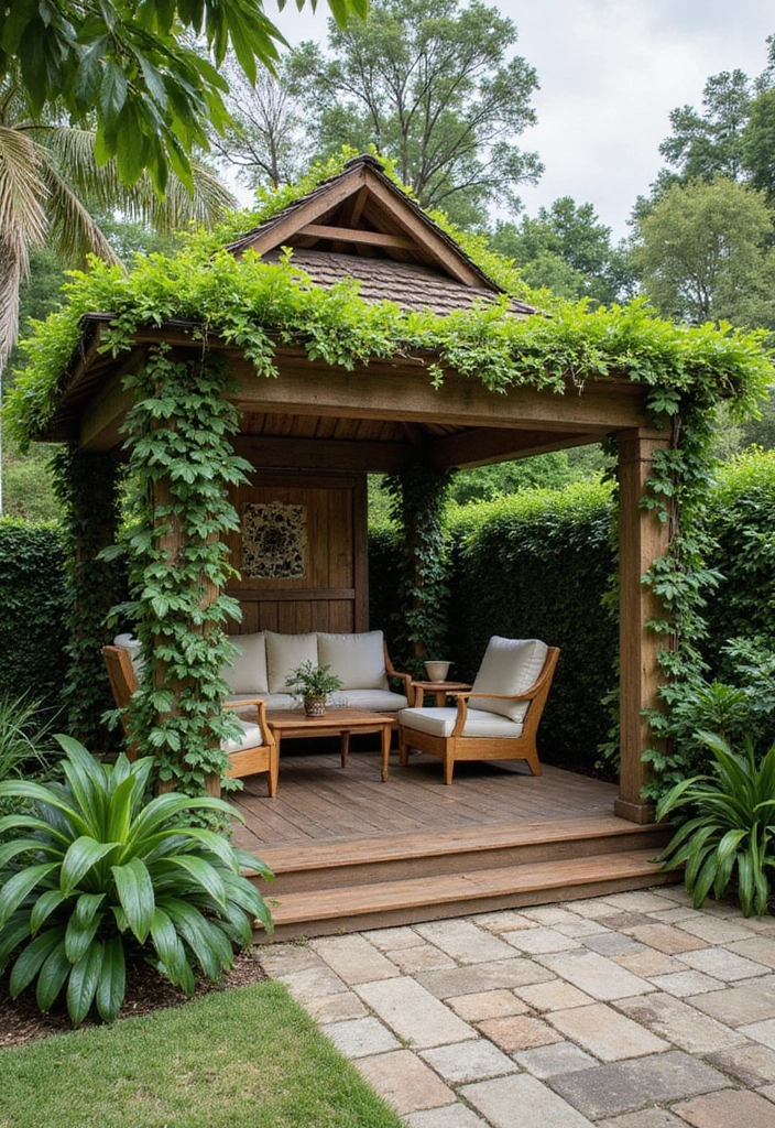 27 Vibrant Tropical Garden Design Ideas to Brighten Your Yard - 19. Shade Structures with a Tropical Twist