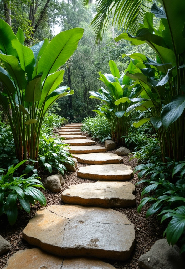 27 Vibrant Tropical Garden Design Ideas to Brighten Your Yard - 25. Natural Stone Walkways
