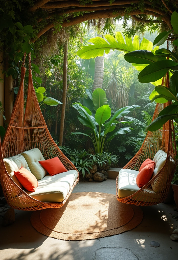 27 Vibrant Tropical Garden Design Ideas to Brighten Your Yard - 26. Create Cozy Nooks