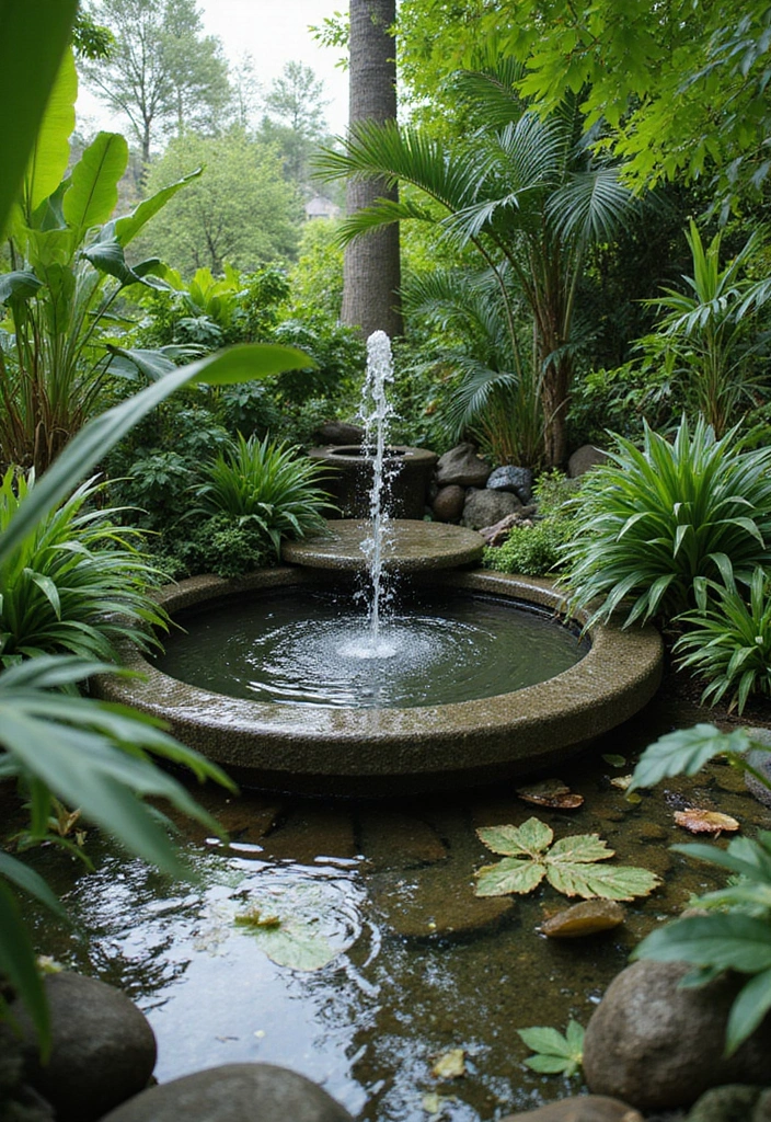 27 Vibrant Tropical Garden Design Ideas to Brighten Your Yard - 3. Water Features: The Sound of Serenity