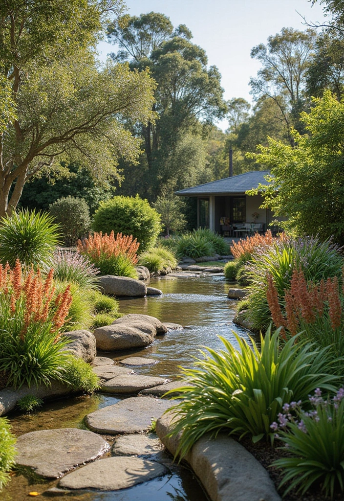 28 Australian Native Garden Design Ideas to Celebrate Local Flora - 16. Water-Wise Gardens