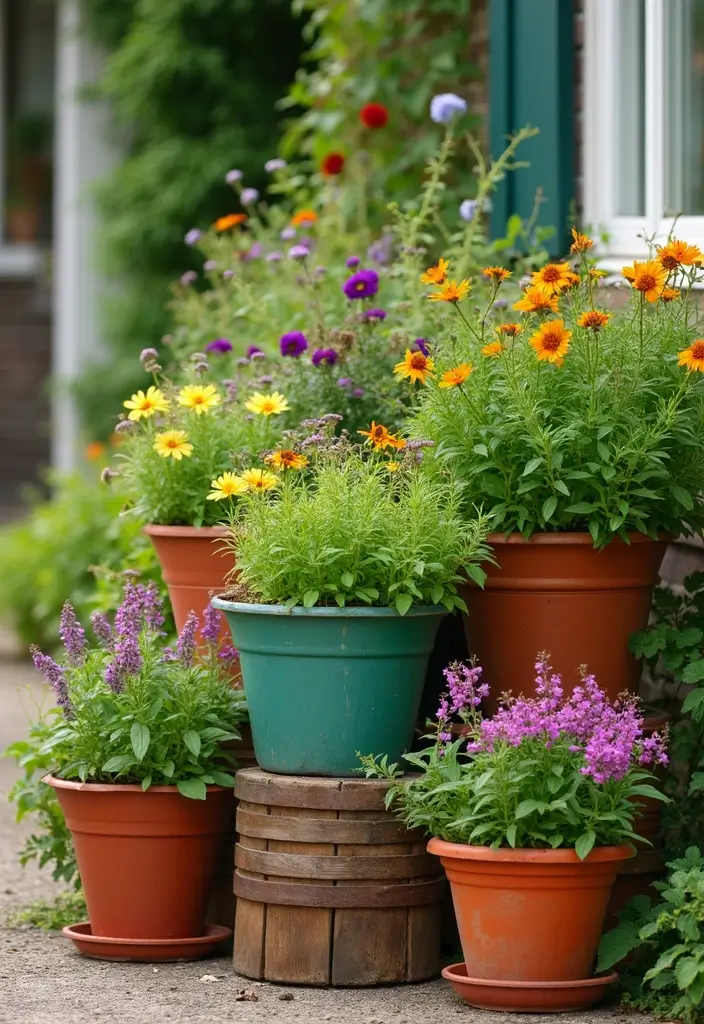 28 Cottage Garden Design Tips to Create a Cozy Retreat - 14. Utilize Container Gardening