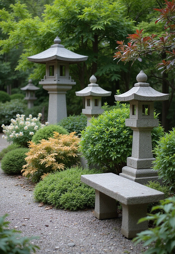 28 Elegant Japanese Garden Design Ideas for Peaceful Spaces - 4. Stone Lanterns and Artifacts