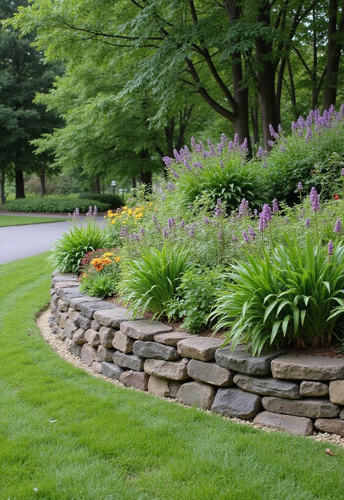 28 Garden Border Ideas to Define Your Landscape - 3. Stone Wall Borders