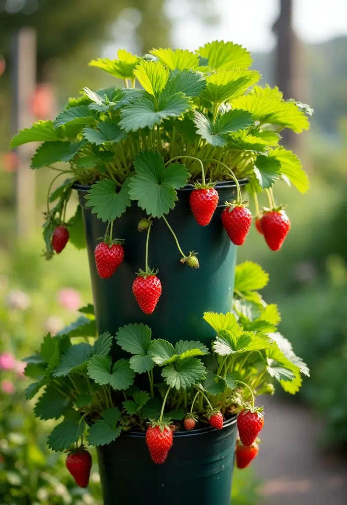 28 Garden of Eden Inspirations for a Paradise in Your Backyard - 5. Vertical Strawberry Planters