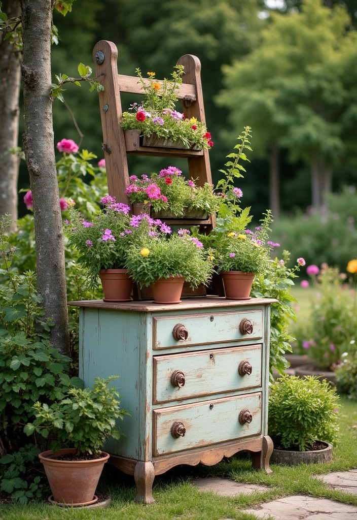 28 Home Gardening Ideas for a Thriving Green Space - 12. Repurposed Furniture Planters