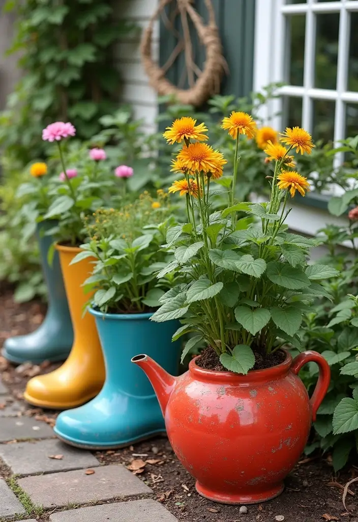 28 Home Gardening Ideas for a Thriving Green Space - 26. Upcycled Container Gardens