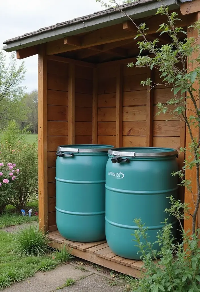 28 Practical Garden Shed Ideas for Storage and Style - 16. Eco-Friendly Rainwater Collection