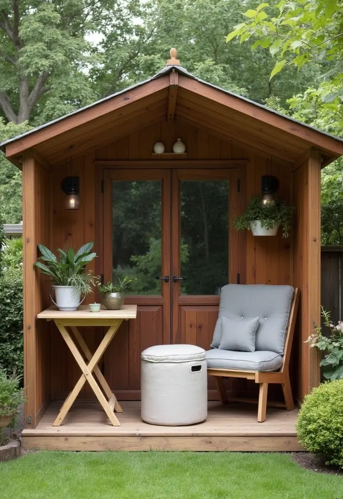28 Practical Garden Shed Ideas for Storage and Style - 21. Multi-Use Furniture