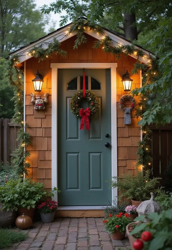 28 Practical Garden Shed Ideas for Storage and Style - 3. Seasonal Decor Display
