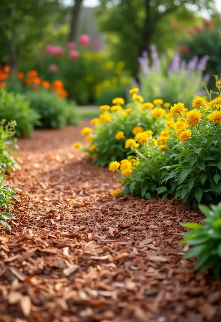 28 Small Garden Ideas to Maximize Your Outdoor Space - 7. Use Colorful Mulch: Style and Function