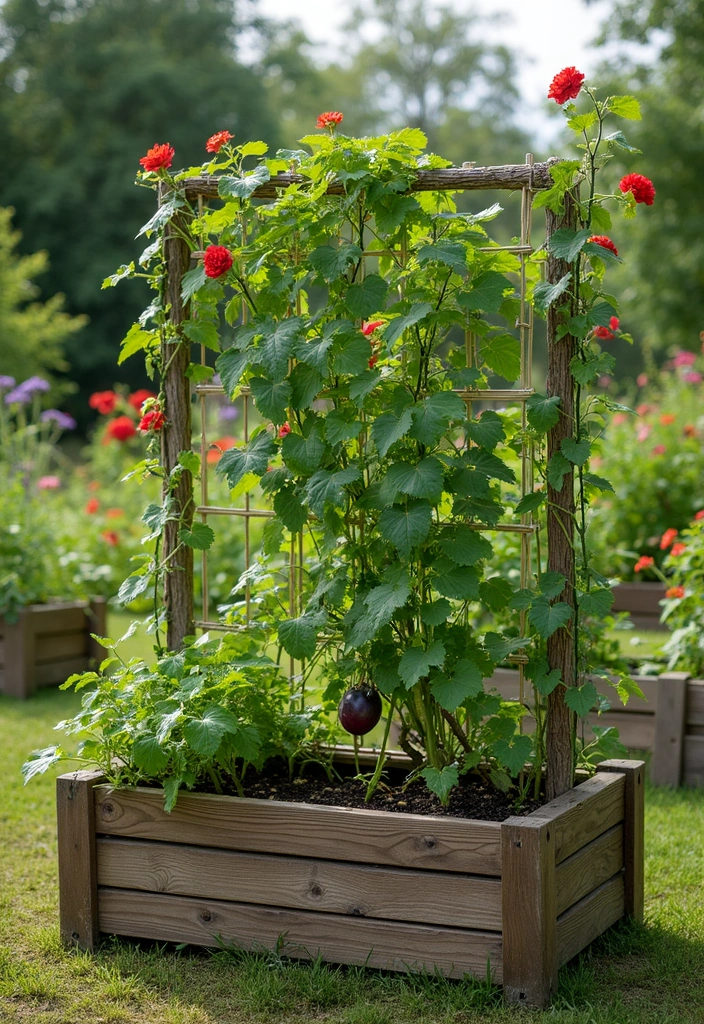28 Veggie Garden Ideas to Maximize Space and Yield - 12. Raised Planters with Built-in Trellises