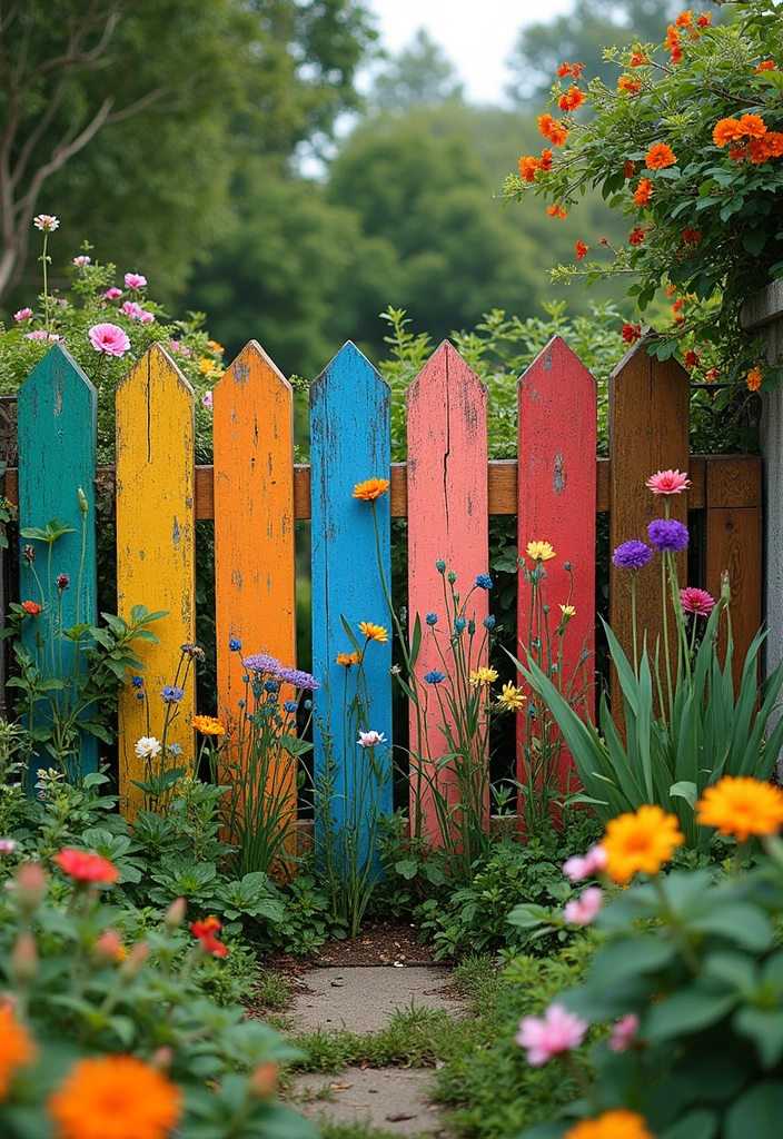 29 Garden Fence Ideas to Enhance Your Outdoor Space - 13. Painted Garden Fences