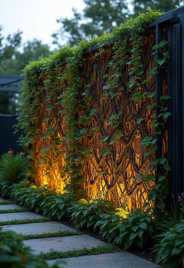 29 Garden Fence Ideas to Enhance Your Outdoor Space - 16. Artistic Mesh Fences