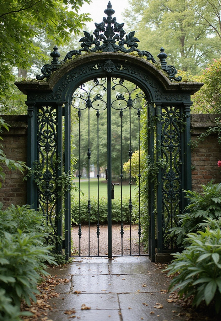 29 Garden Fence Ideas to Enhance Your Outdoor Space - 18. Artistic Garden Gates