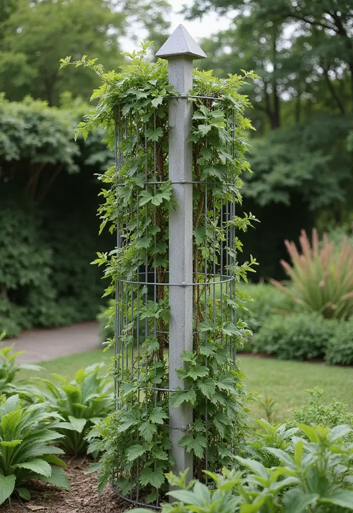 29 Garden Fence Ideas to Enhance Your Outdoor Space - 26. Vertical Posts with Wire