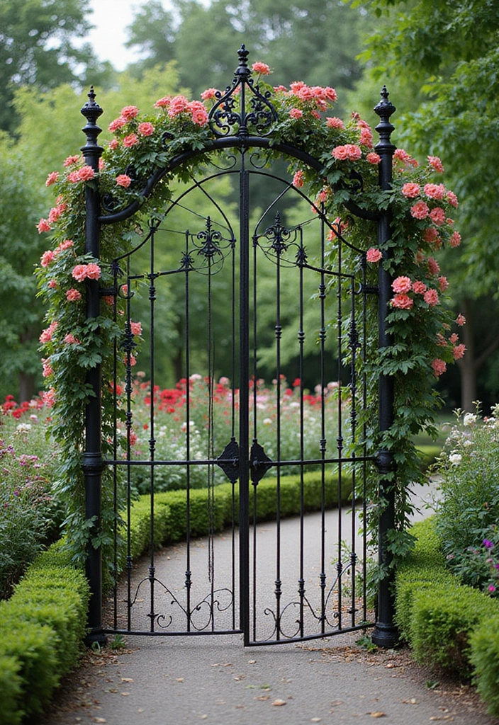 29 Garden Fence Ideas to Enhance Your Outdoor Space - 3. Charming Wrought Iron Fences