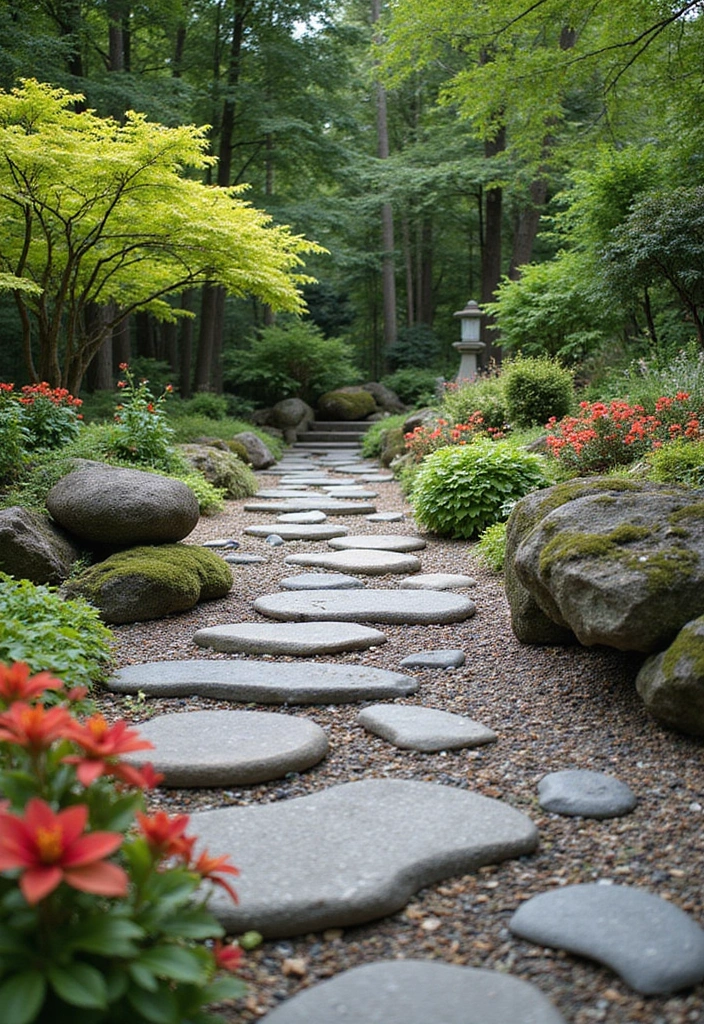 29 Inspiring Japanese Zen Garden Concepts for Mindful Living - 12. Zen Garden with Colorful Accents