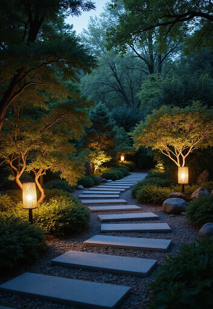 29 Inspiring Japanese Zen Garden Concepts for Mindful Living - 20. Creative Use of Lighting