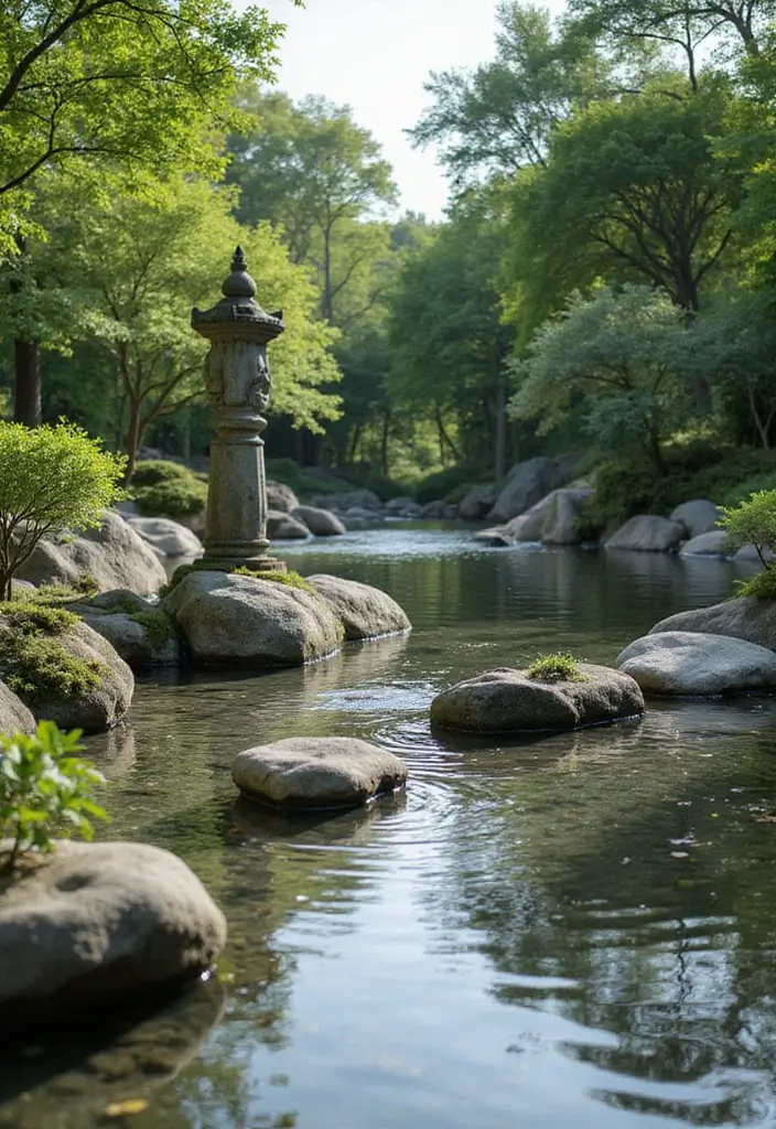 29 Inspiring Japanese Zen Garden Concepts for Mindful Living - 27. Zen Garden with Sculptural Water Elements