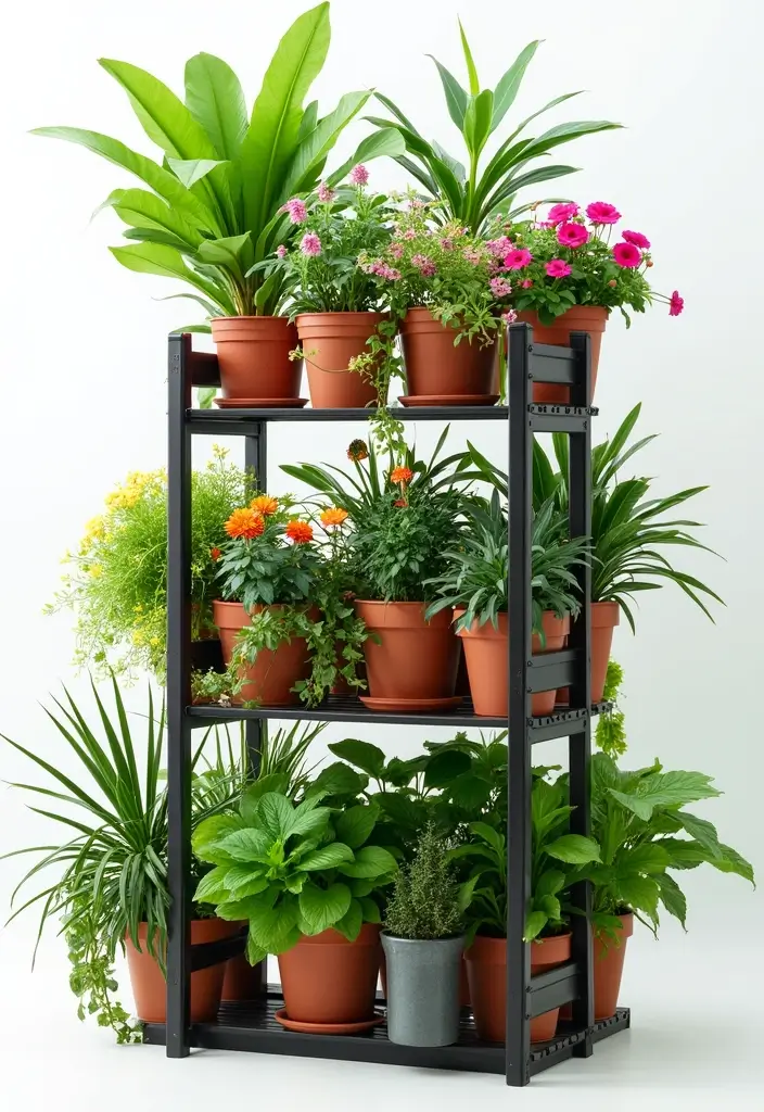 29 Inspiring Small Garden Layouts You’ll Love - 3. Tiered Plant Stands