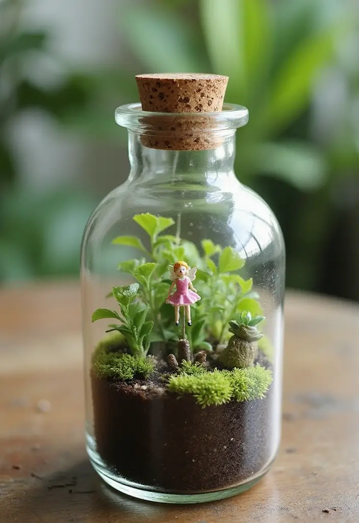29 Magical Fairy Garden Ideas to Bring Fantasy to Life - 13. Fairy Garden in a Bottle