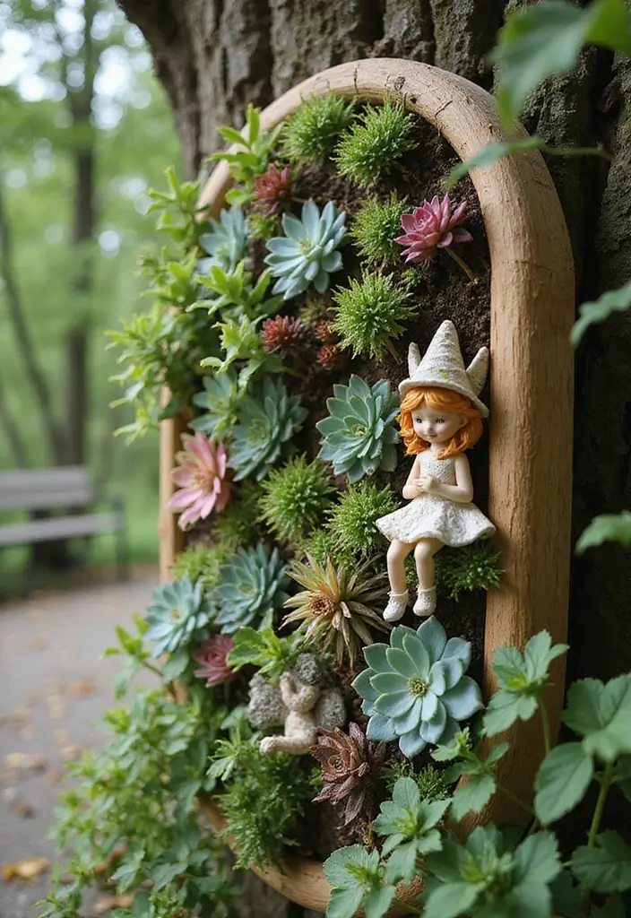29 Magical Fairy Garden Ideas to Bring Fantasy to Life - 23. Vertical Succulent Fairy Garden