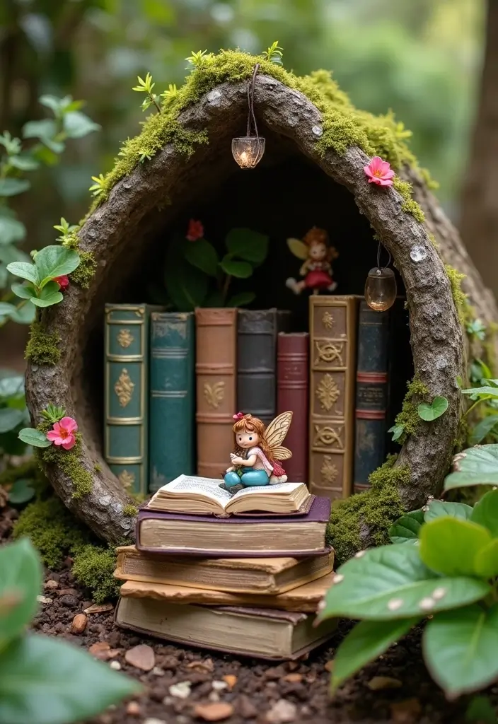 29 Magical Fairy Garden Ideas to Bring Fantasy to Life - 28. Fairy Garden Book Nook
