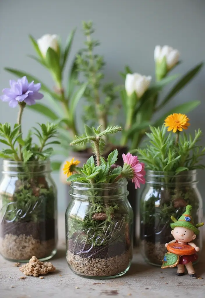 29 Magical Fairy Garden Ideas to Bring Fantasy to Life - 5. Mason Jar Fairy Garden