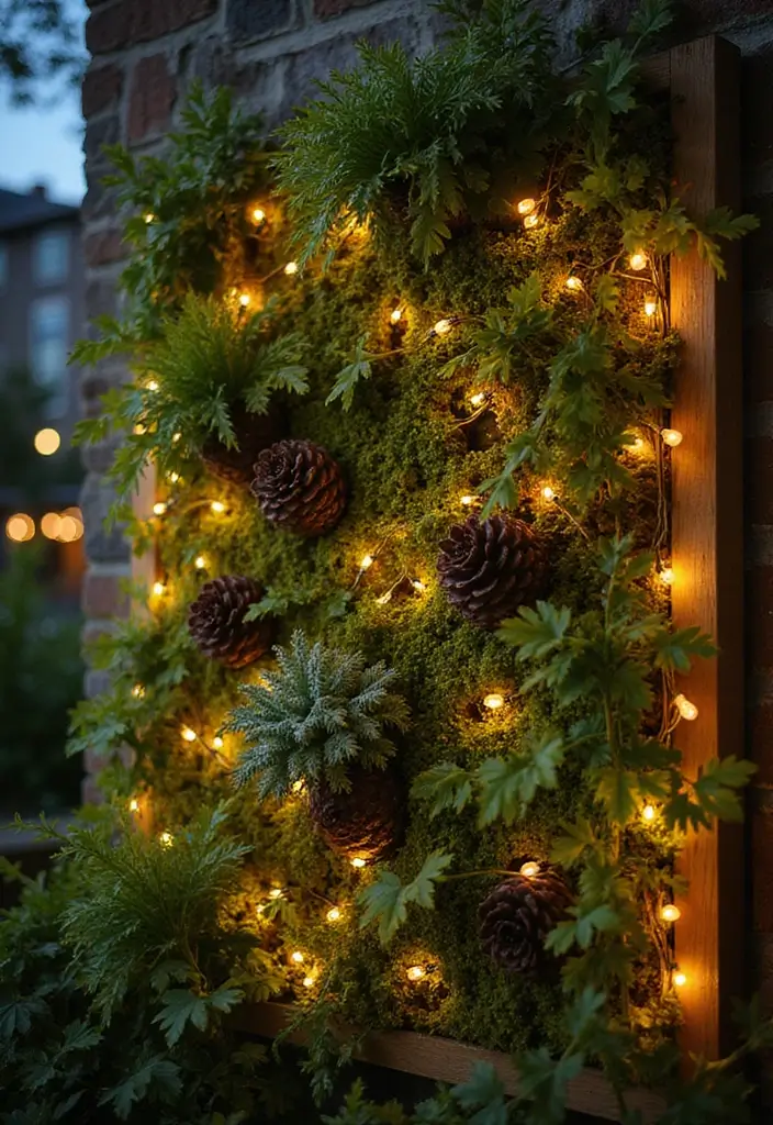 29 Magical Fairy Garden Ideas to Bring Fantasy to Life - 6. Vertical Garden with Fairy Lights