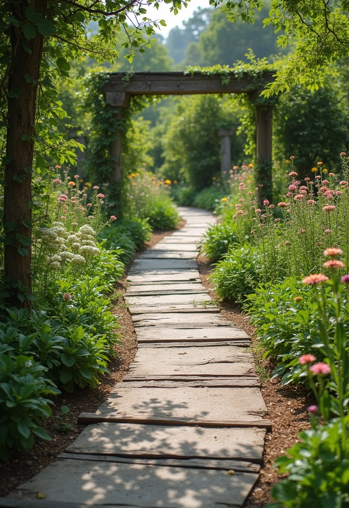 29 Outdoor Garden Ideas for Every Season - 15. Sustainable Pathways with Recycled Materials