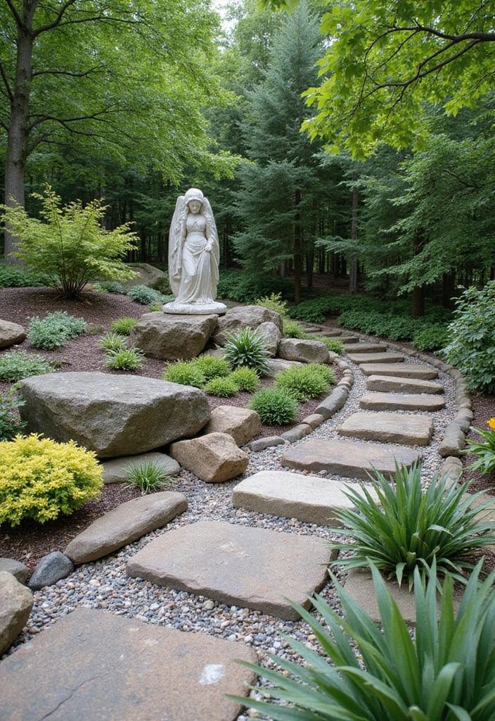 29 Rock Garden Landscaping Tips for a Natural Look - 10. Integrate Art and Decor