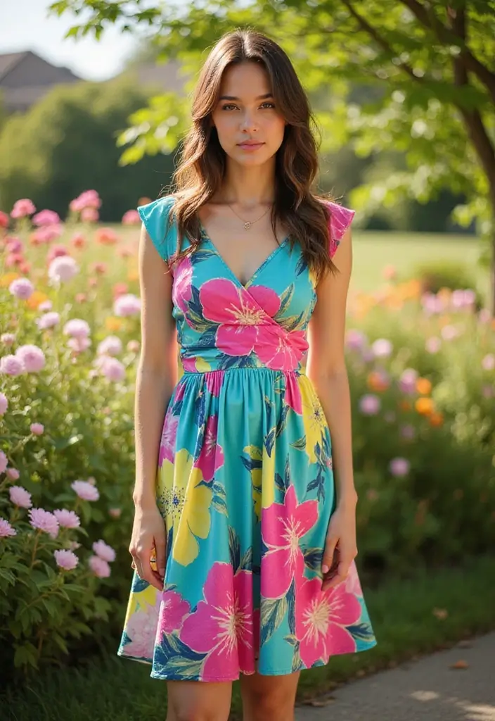 29 Stylish Garden Party Dress Ideas for Every Occasion - 13. Eye-Catching Printed Dress